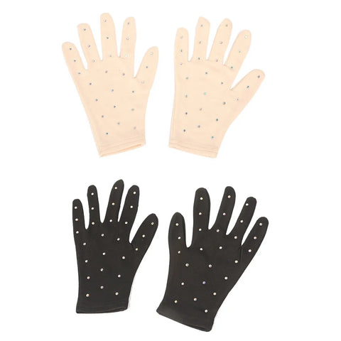 Breathable Windproof Figure Skating Wrist Mittens with Crystals for Adults