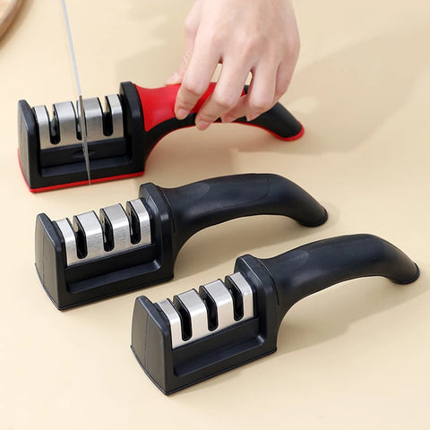3-Stage Kitchen Knife Sharpener, Ergonomic Handle, Non-slip Base