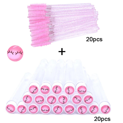20-Pack Reusable Mascara Wands with Case for Lash and Brow Makeup Tools