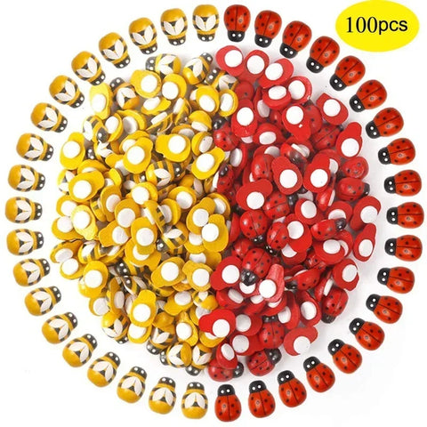 Bee & Ladybug Stickers 100pcs for Crafts, Scrapbooking, Party Decor