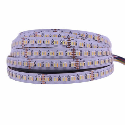 5m RGB+CCT LED Strip Light 5050 SMD 12V/24V 60/84/96/112 LEDs/m Flexible Tape for Holiday Decoration