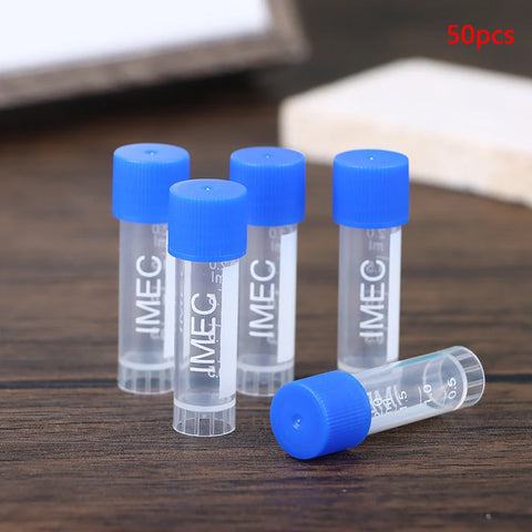 50pcs 2ml Plastic Cryovial Test Tubes with Screw Cap for Freezing & Cold Storage