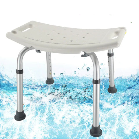 Folding Non-Slip Shower Chair for Elderly, Adjustable 6 Heights, Bathroom Stool & Bench