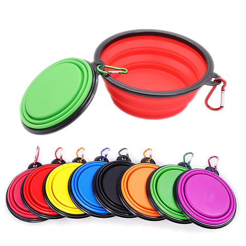 Collapsible Travel Pet Bowl - Portable Silicone Dish for Dogs & Cats with Carabiner Clip