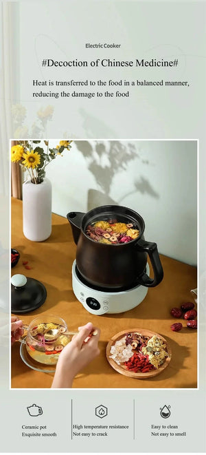 1.8L Smart Electric Ceramic Medicine and Soup Pot with Auto Keep Warm Function