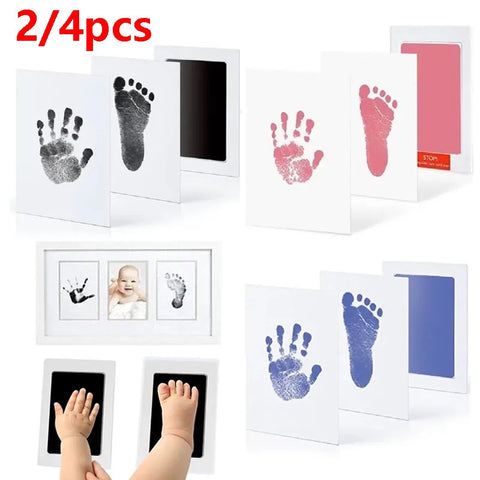 Baby Handprint Footprint Ink Pads Safe Nontoxic No-touch Kit 2/4pc for Pets Souvenirs