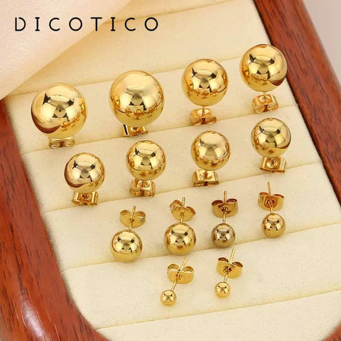 Gold Stud Earrings for Women Stainless Steel Hollow Ball Wedding Jewelry Wholesale