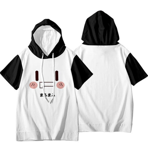 2024 Anime Nico Mafu Hooded T-Shirt Unisex Summer Short Sleeve Boys Girls