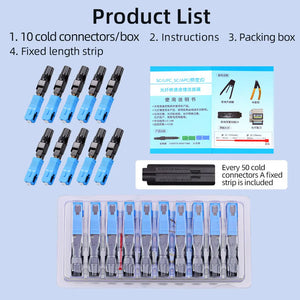 100pcs Fiber Optic Splice Connectors SC-APC/SC-UPC FTTH Quick Connect Kit