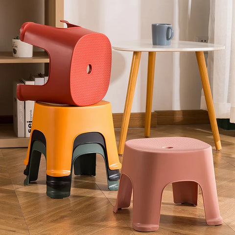 5 Pcs Small Plastic Stool Set for Kids & Adults, Cartoon Design, Durable for Dorm, Kindergarten, Baby Shoe Bench Ottoman