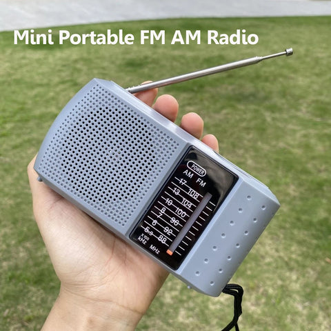 Compact Portable AM/FM Radio Receiver with Speaker & Headphone Jack