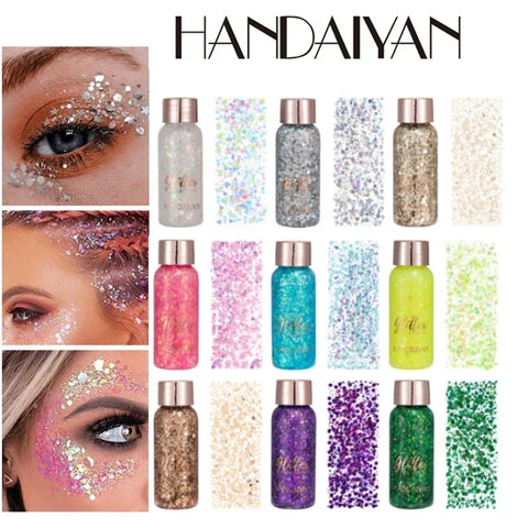 Festival Glitter Gel Kit: Face, Body, Hair, Nails with Gems Decor