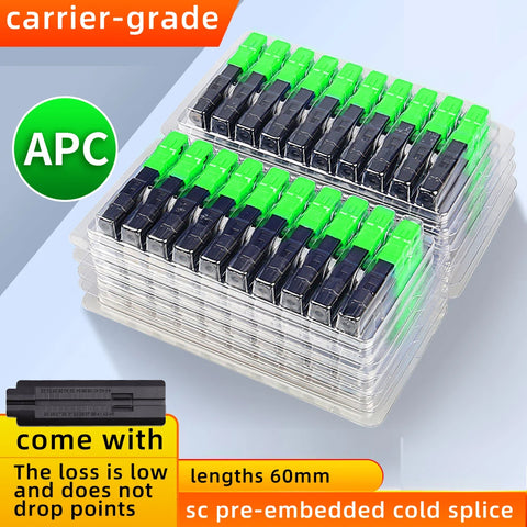 100pcs Fiber Optic Splice Connectors SC-APC/SC-UPC FTTH Quick Connect Kit