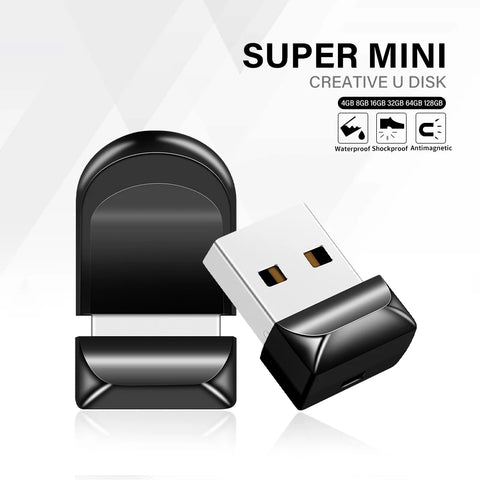 128GB Black Mini USB 2.0 Flash Drive High-Speed Memory Stick Keychain 64GB Portable Pen Drive