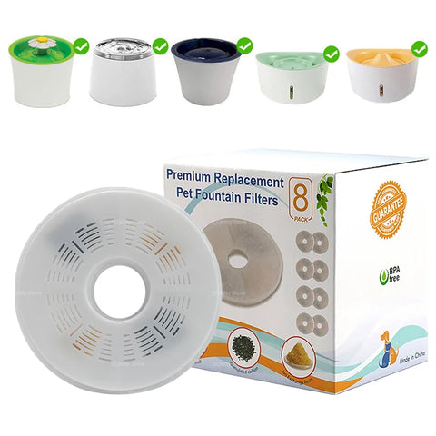 Cat Water Fountain Carbon Filters 6/8 Pack - Replacement for 15cm Pet Dispensers