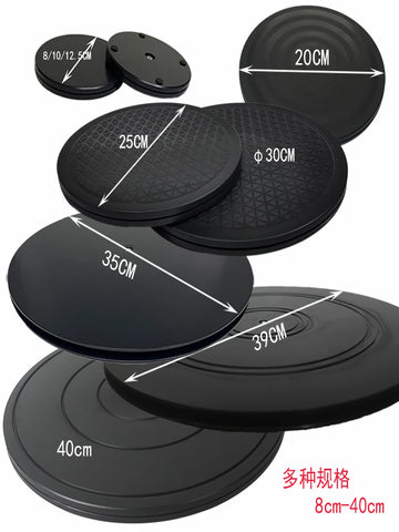 Anti-Skid Plastic Lazy Susan Turntable, 8-40cm Round Swivel Plate, Black