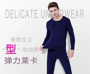 "5XL Thermal Cotton Long Johns Set - Oversized Winter/Spring T-Shirt & Pants"