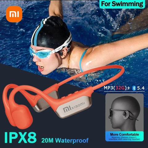 Bone Conduction Headphones Bluetooth 5.4, Waterproof Wireless Sport Earphones for Swimming, 32GB MP3 Player