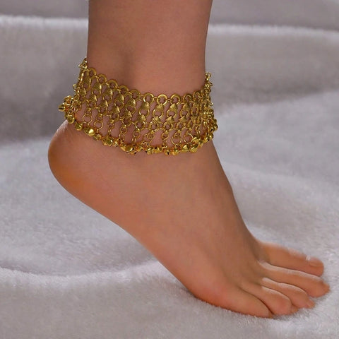 Bohemian Summer Beach Anklet Bell Tassel Chain Retro Ethnic Style Foot Jewelry