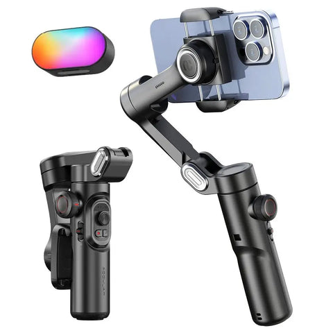 3-Axis Smartphone Gimbal Stabilizer with Fill Light for iPhone/Android, Face Tracking, Vlogging, TikTok