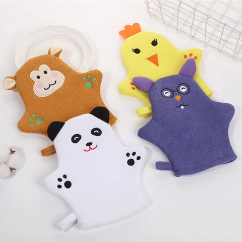 Cartoon Animal Baby Bath Gloves - Toddler Shower Brush Washcloth for Bathing & Massage