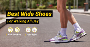 Extra Wide Women's Walking Sneakers, Lightweight for Flat Feet & Plantar Fasciitis, Heel Pain Relief