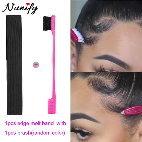Double-Sided Edge Comb & Melt Band for Wig Caps, Black Elastic, Hair Control Styling Tool