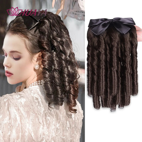 Black Curly Ponytail Hair Extension with Comb Clips Heat Resistant Synthetic