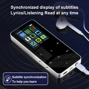 2" Metal Touch MP3 MP4 Music Player, Bluetooth 5.0, FM Radio, Alarm, E-book, Card Support
