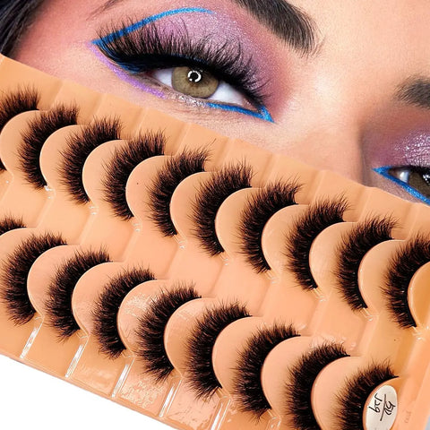 10 Pairs 3D Mink False Eyelashes Set - Long Natural Volume Lash Extensions