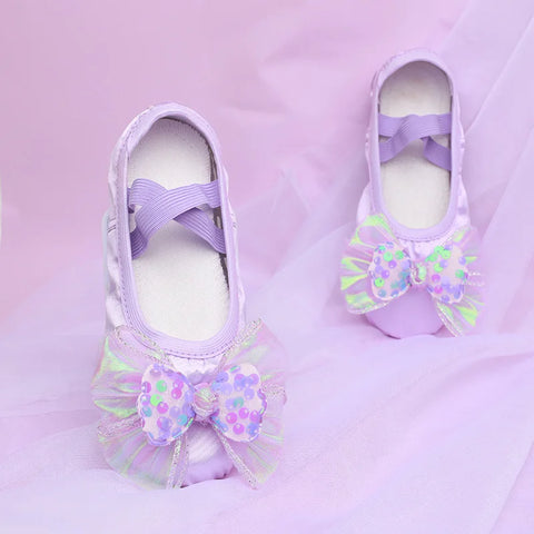 Colorful Ballet Dance Shoes for Girls & Adults - Bow Accent, Modern Dance, Child & Adult Ballet Accessories