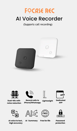 AI Voice & Call Recorder with Speech-to-Text, 64GB, 100+ Languages, Summarization