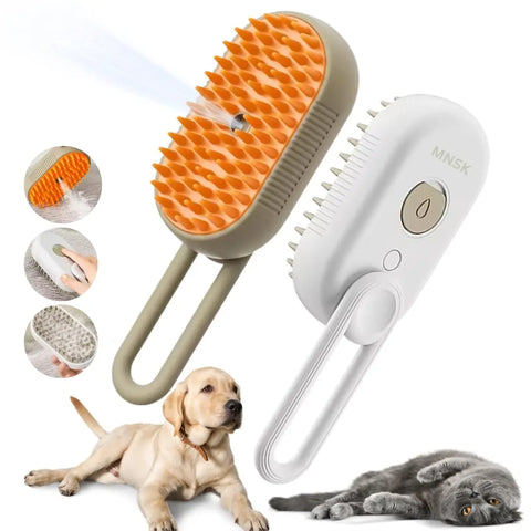 3-in-1 Pet Grooming Tool: Electric Fur Remover, Steamer & Massage Comb for Dogs & Cats