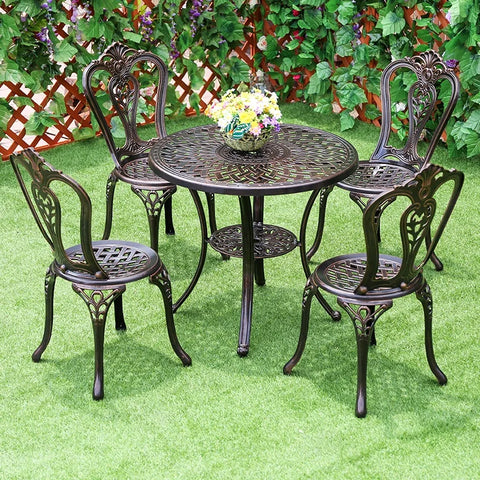 2024 Outdoor Cast Aluminium Patio Dining Set, Square/Round Table & Chairs for Garden Yard