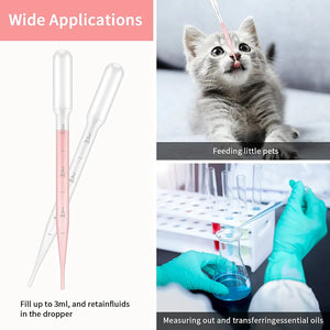 100pcs 1/2/3/5ml Disposable Plastic Transfer Pipettes Transparent Graduated Eye Droppers for Lab School Supplies