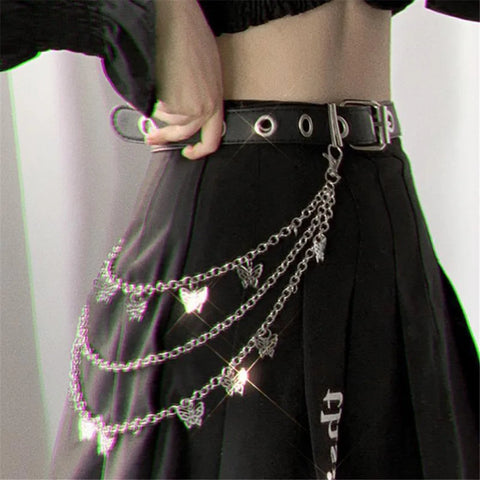 Butterfly Waist Chain Multi-Layered Alloy for Jeans, Skirts, Trousers - Women's Hip-hop Punk Pendant Jewelry