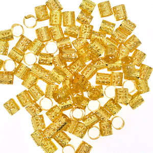 100pcs Adjustable Gold/Silver Dreadlock Beads Cuffs Clips Rings Hair Accessories