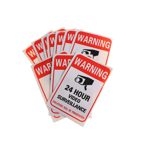 5-Pack 24h Video Surveillance Warning Sign Stickers Security Decals for Public Areas