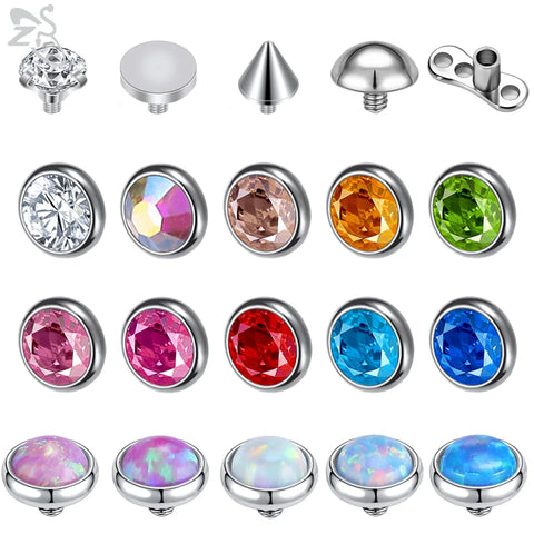 16G Stainless Steel Micro Dermal Piercing Women CZ Opal Anchor Skin Diver Body Jewelry