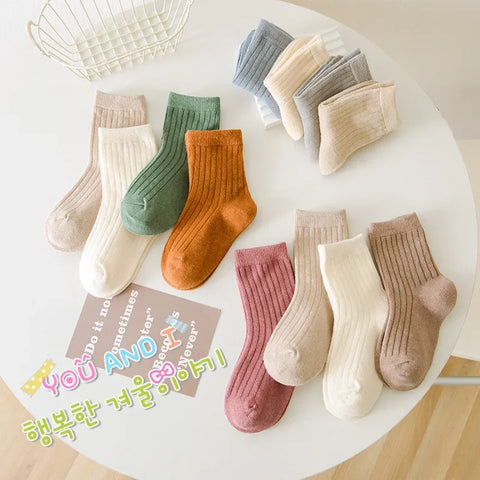 Autumn Winter Kids Socks - Solid Morandi Colors, Drawer Strip, Versatile, Cute for Boys and Babies