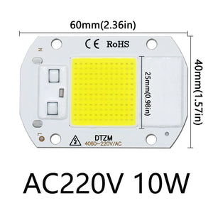 10-pack 50W AC220V LED COB Chips for DIY Floodlight Spotlight Lamp