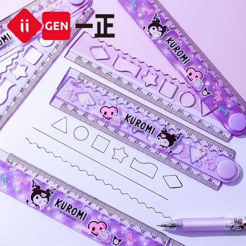 30cm Folding Cartoon Ruler, Transparent & Thickened, Kawaii School Supplies, Student Stationery, Melody Design