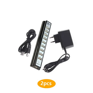10-Port USB 2.0 Hub Splitter for Keyboard, Mouse, U-Disk, Phone Charging Cable Adapter