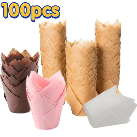 100-Pack Oilproof Brown Muffin Cupcake Baking Liners for Parties & Events