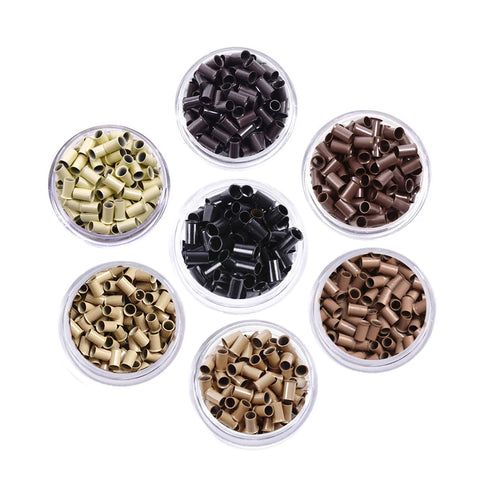 1000pcs 3.4mm Micro Copper Tube Rings for Hair Extensions, Euro Lock Flaring Beads Links, 7 Color Options