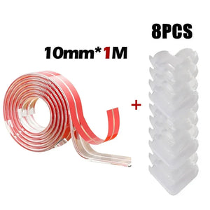 1-5m Self Adhesive Table Edge & Corner Protector Strip - Transparent Soft Bumper for Baby Safety
