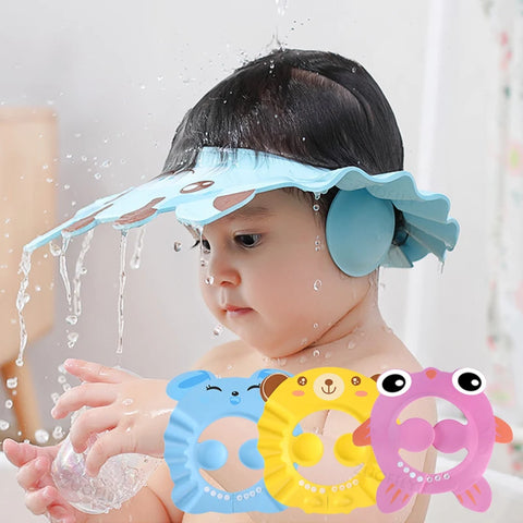 Adjustable Baby Shower Cap for Kids - Soft Hair Wash Hat, Ear Protection, Safe Bathing Head Cover for Shampoo and Shower