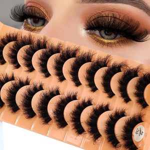 10 Pairs 3D Mink False Eyelashes Set - Long Natural Volume Lash Extensions