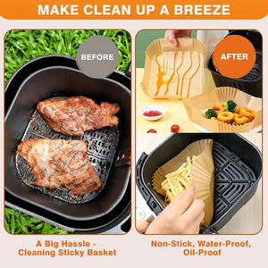 100-Pack Disposable Air Fryer Liners, Nonstick, Greaseproof, Easy Clean, Round Baking Paper