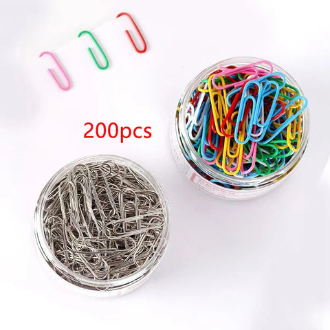 200pcs 28mm Colored Metal Paper Clips Bookmark Stationery Cartoon Pins Anti-Rust Office Supplies